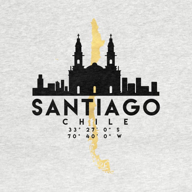 Santiago Chile Skyline Map Art by deificusArt